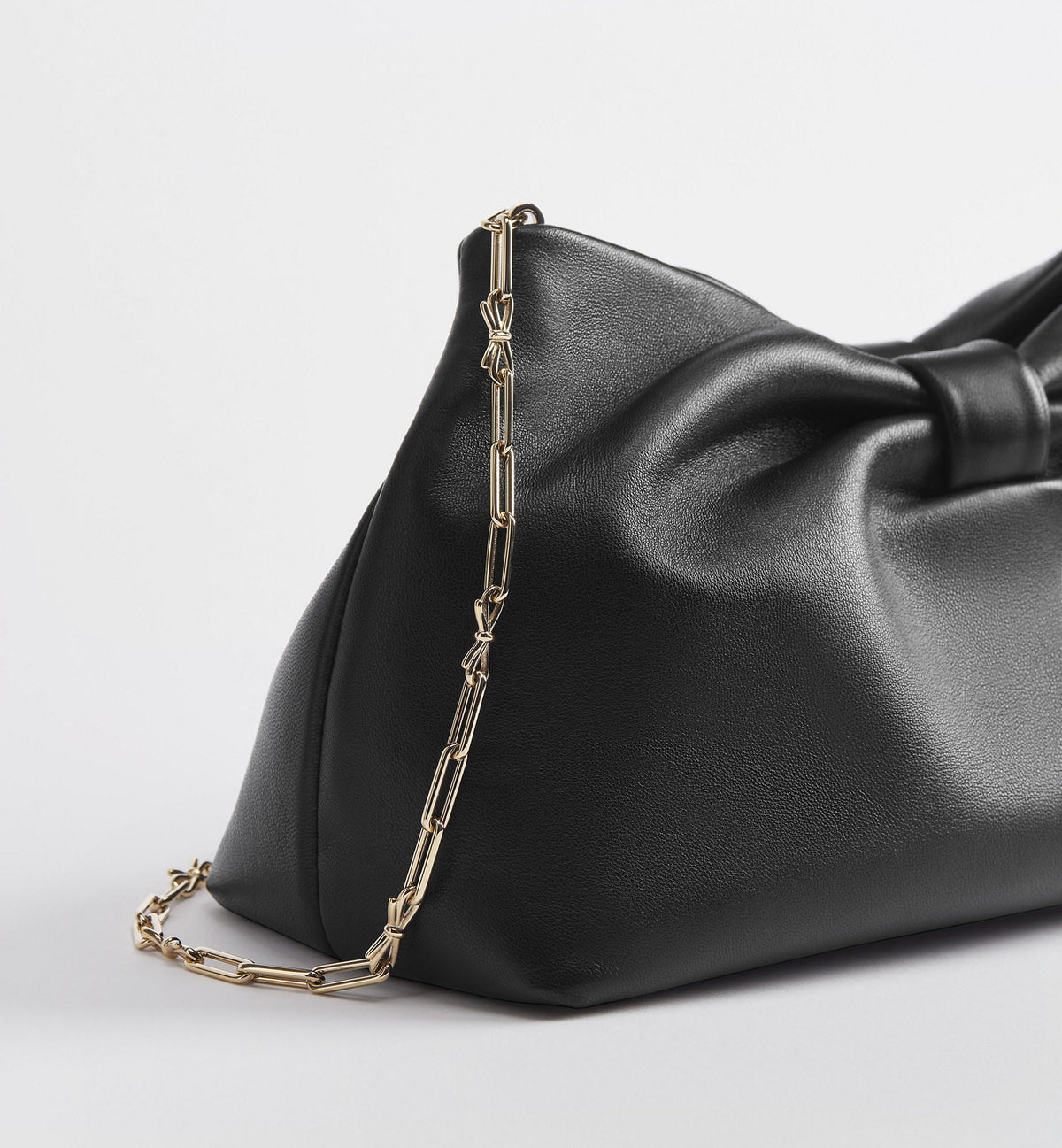 Women's Medium Dior Bow Bag With Black Lambskin And Chain Strap