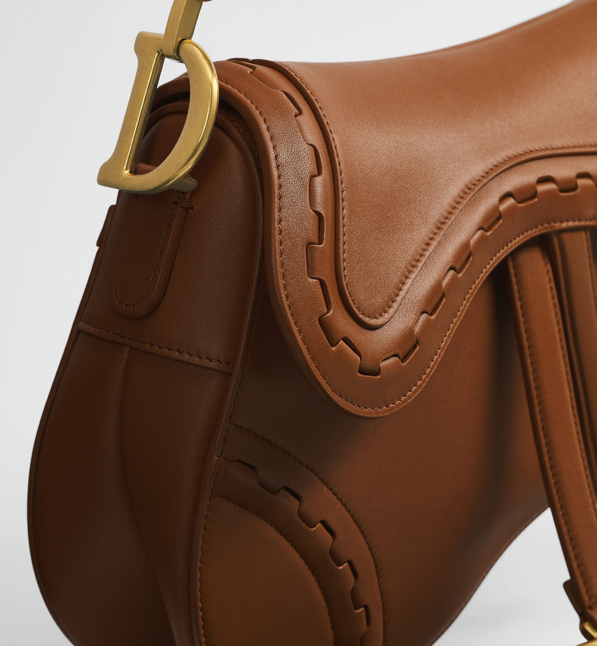 Women's Small Saddle Bag With Marron Bobby Calfskin Marquetry And Strap