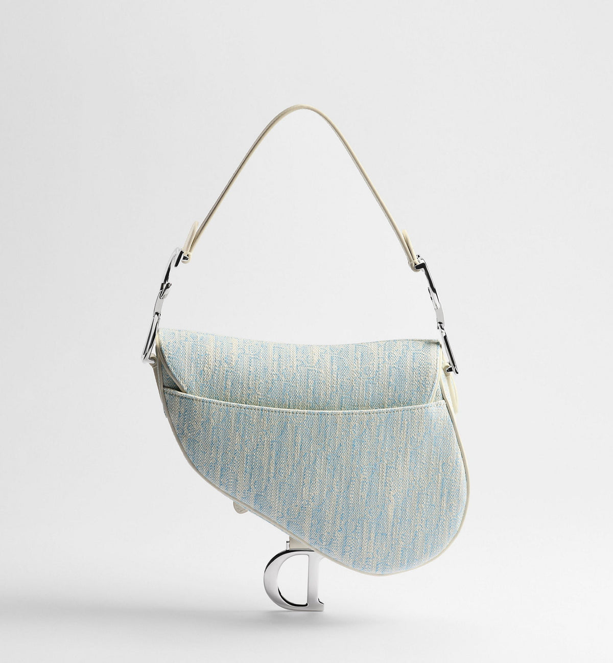 Women's Saddle Bag With Strap In Céleste Blue Washed Jacquard
