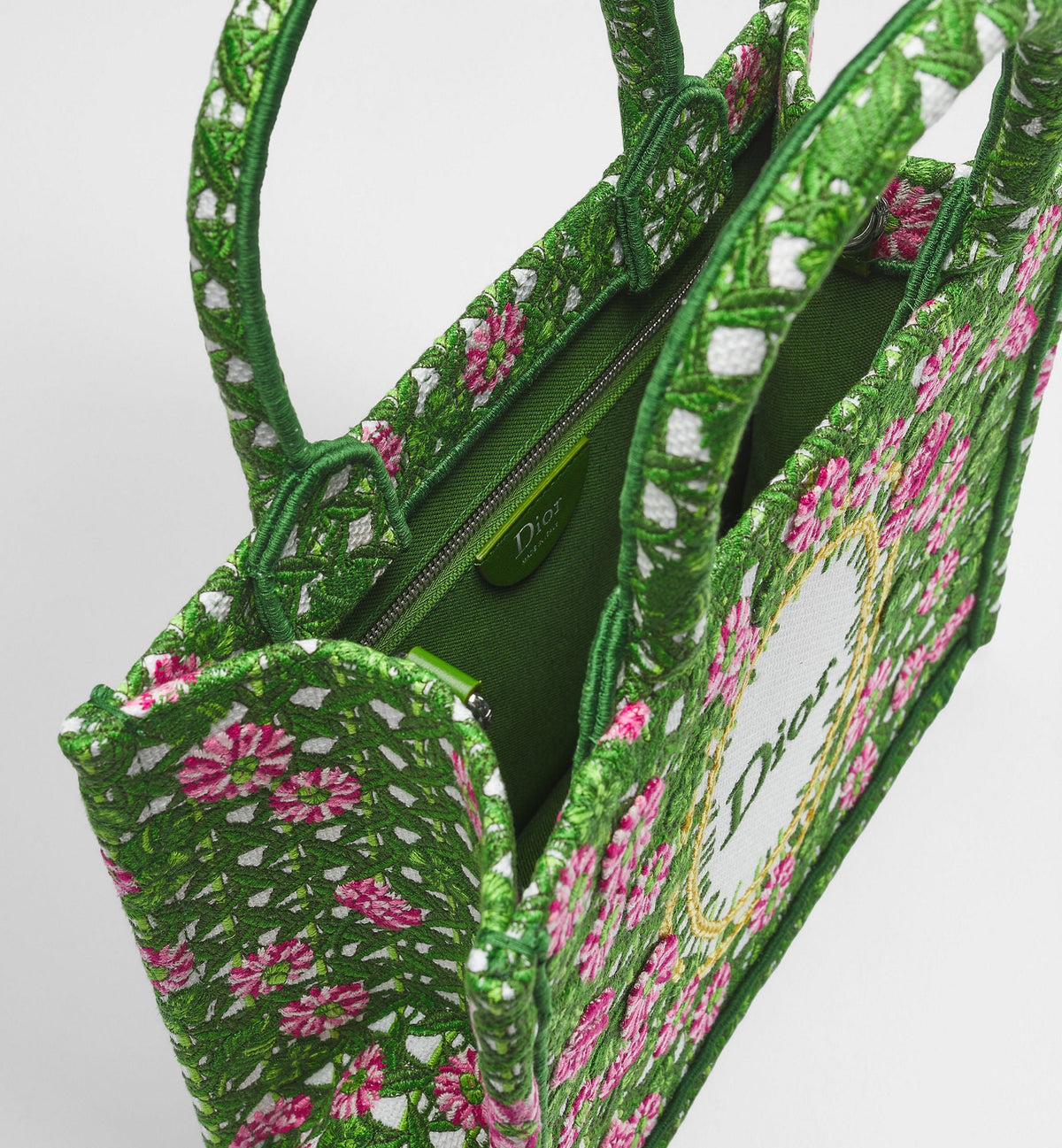 Women's Small Book Tote With Multicolor Cannage Garden Embroidery And Strap