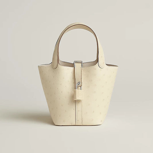 Women's Picotin Lock Micro Bag With Boreale Ostrich And Palladium Plated Lock Closure
