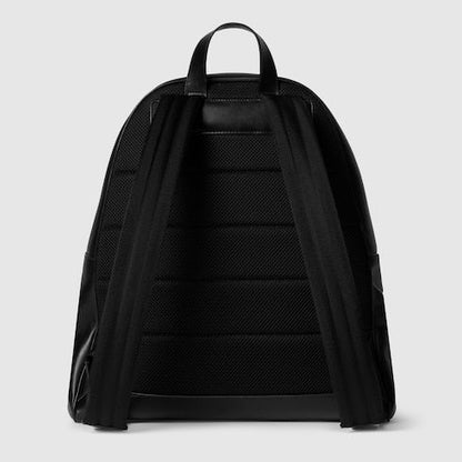 Men's Large Backpack With Soft Leather And Web Intarsia