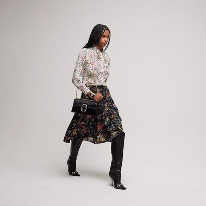 Women's Printed Silk Shirt with Bow