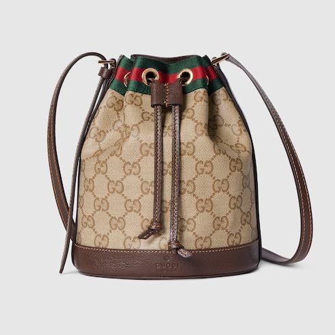 Mini Bucket Bag With Web GG Coated Canvas