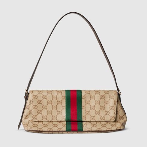 Madison Medium Shoulder Bag With Web GG Coated Canvas
