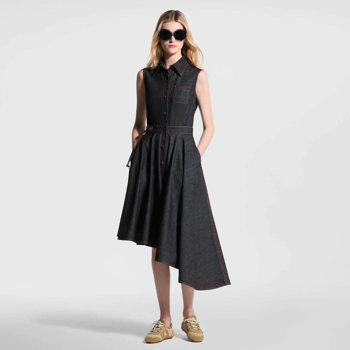 Women's Asymmetrical Denim Shirt Dress