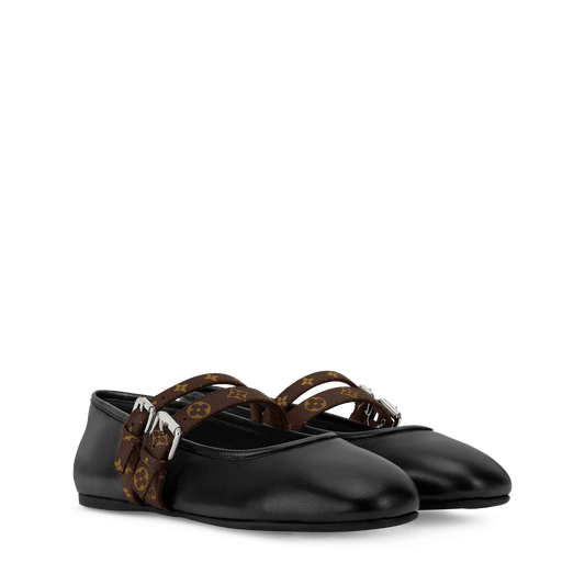 Women's Bella Mary-Jane Ballerina Black Lambskin 1AJQTJ