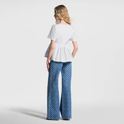 Women's Broderie Trim Peplum Top