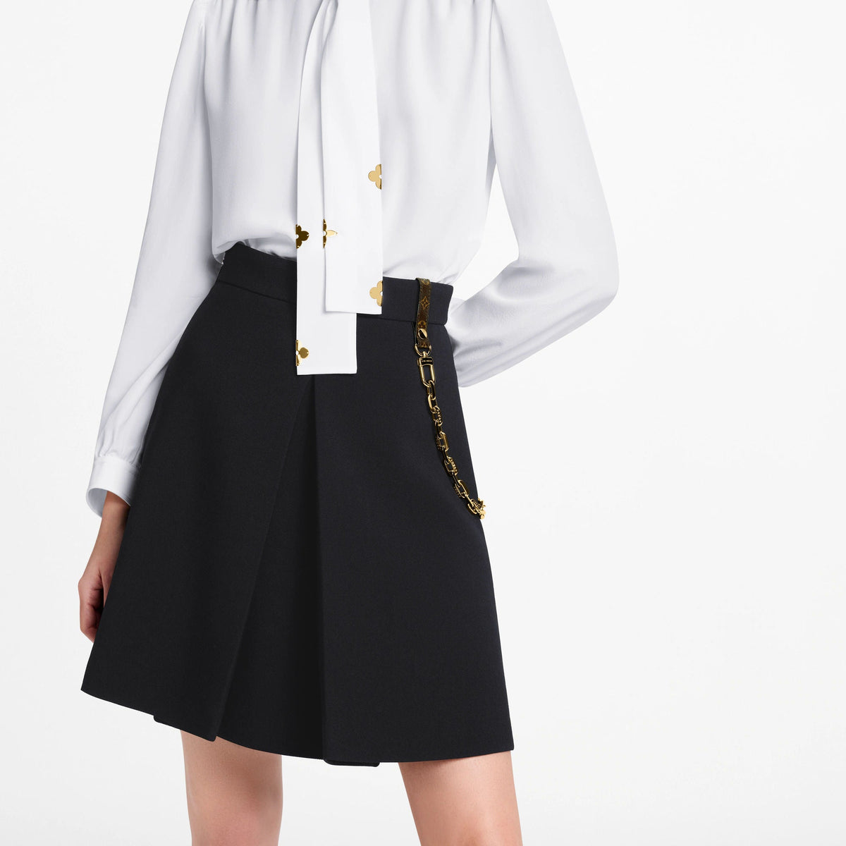 Women's Chain Detail Wool A-Line Mini Skirt