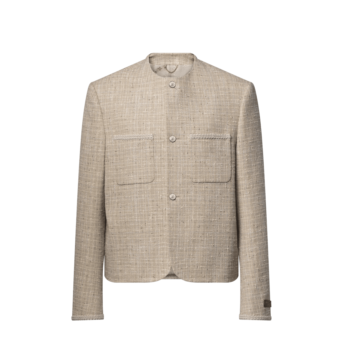 Men's Chic Summery Collarless Tweed Jacket