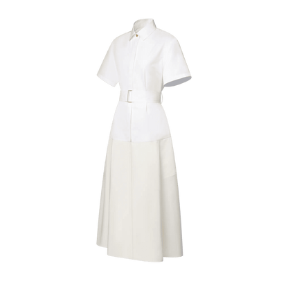 Women's Color-Blocked Belted Shirt Dress