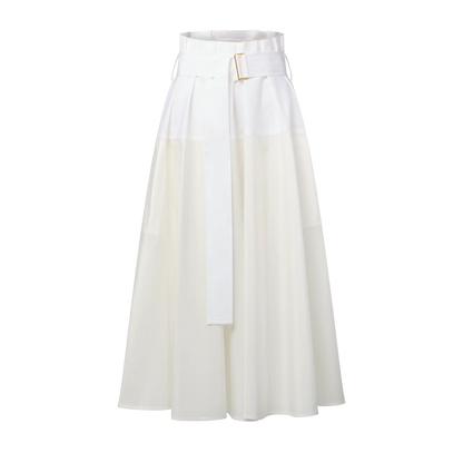 Women's Color-Blocked Belted Skirt