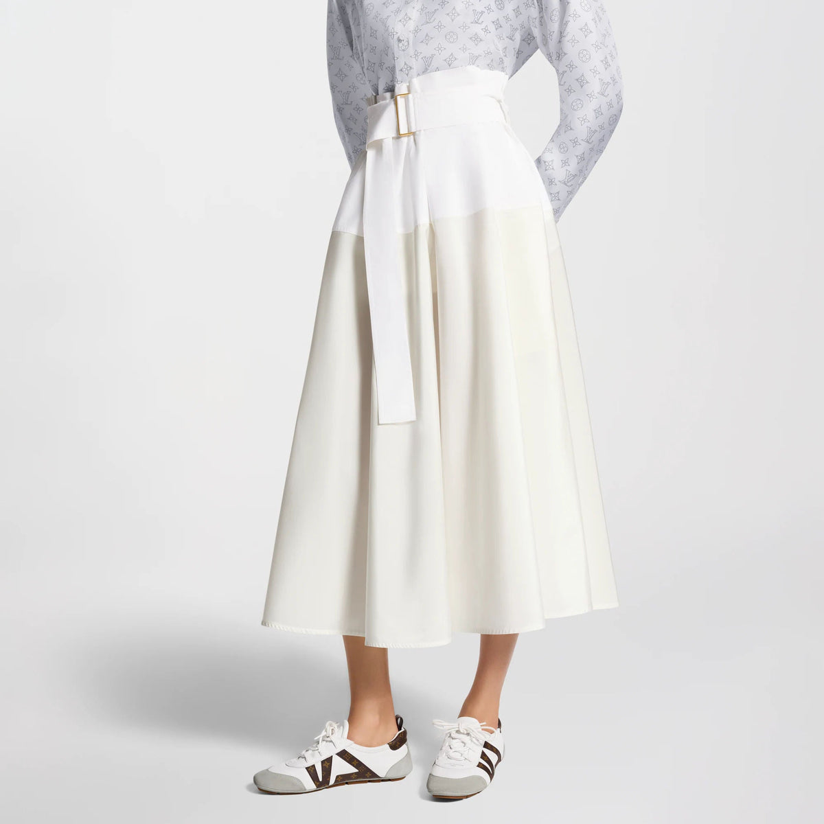 Women's Color-Blocked Belted Skirt