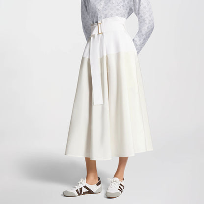 Women's Color-Blocked Belted Skirt