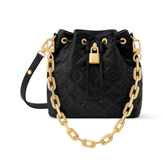 Women's Coussin Bucket Monogram Embossed Lambskin Leather Bucket Bag M26216