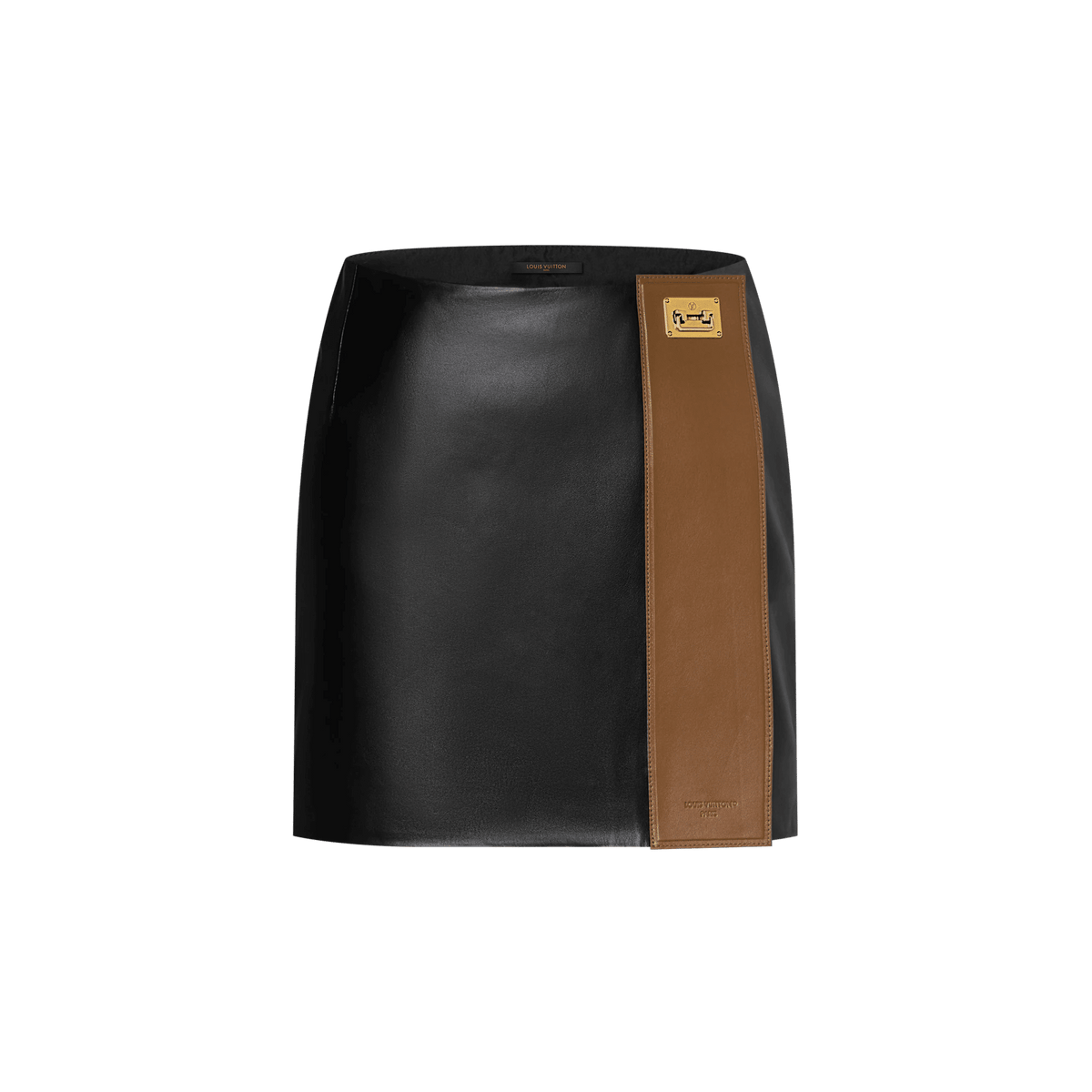 Women's Color-Blocked Leather Mini Skirt