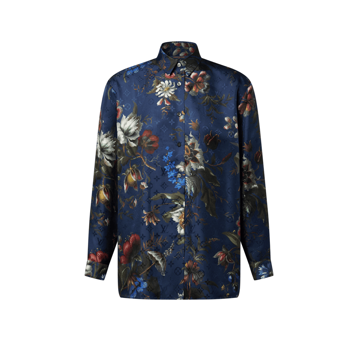 Women's Dark Floral Print Silk Shirt