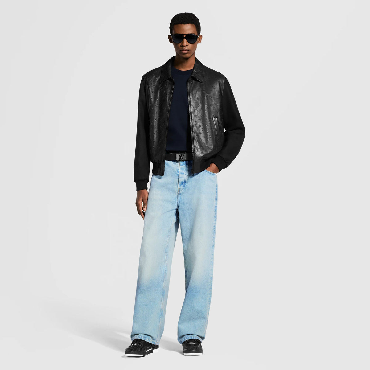 Men's Debossed Monogram Mix Leather Blouson