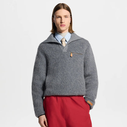 Men's Fleece Pullover With Knitted Collar