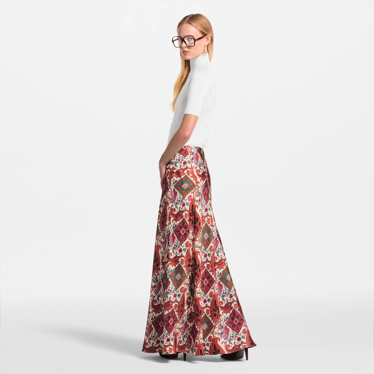Women's Fluid Paisley Print Skirt