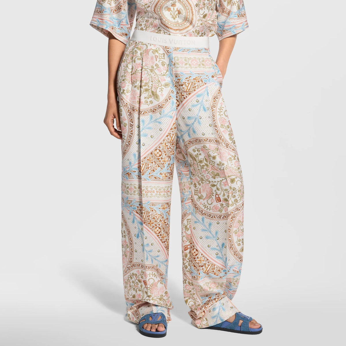 Women's Flower Foulard Wide-Cut Pants