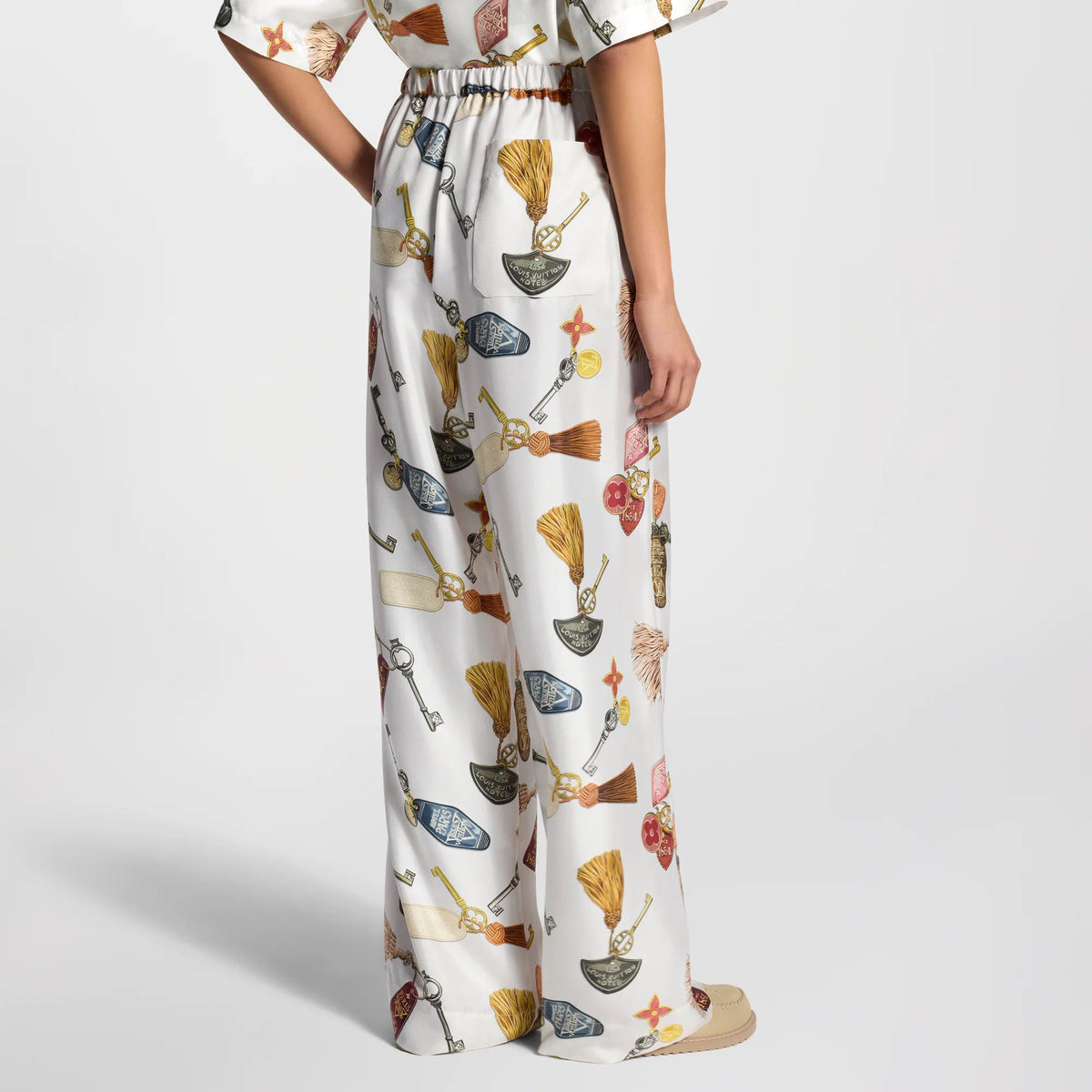 Women's Getaway Print Silk Twill Wide-Leg Pajamas