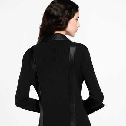 Women's Leather Accent Longline Cardigan