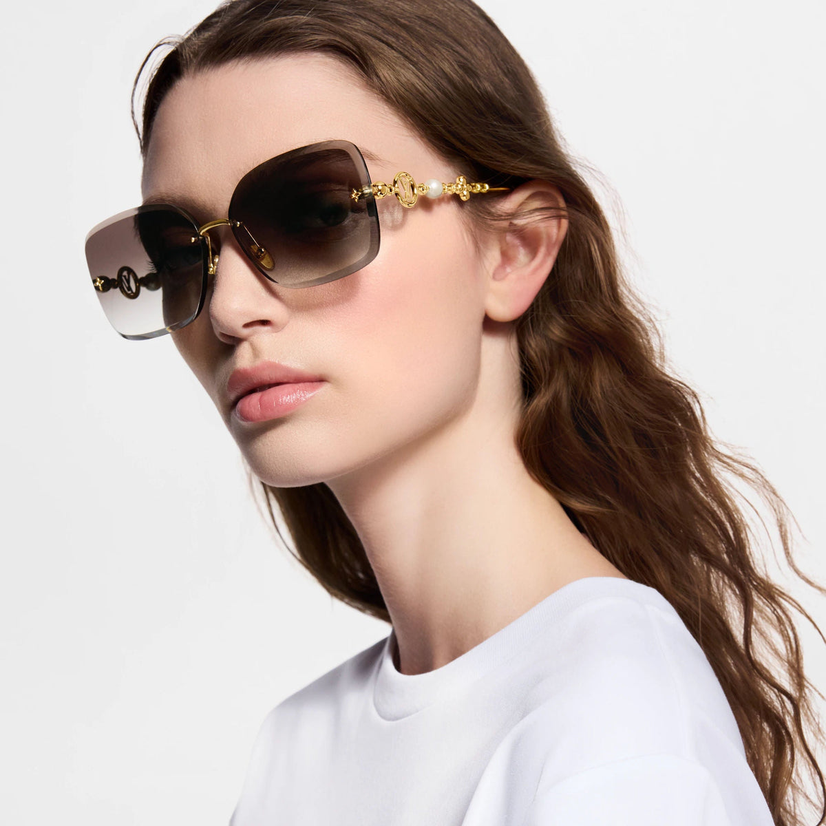Women's Jewel Pearl Square Sunglasses