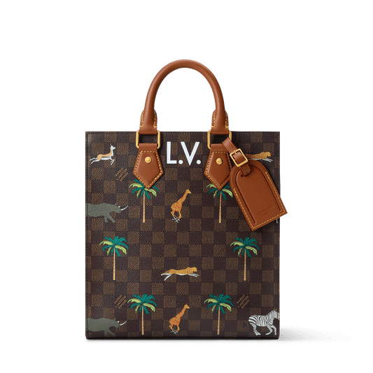 Men's Mini Sac Plat Damier Heritage Canvas Brown