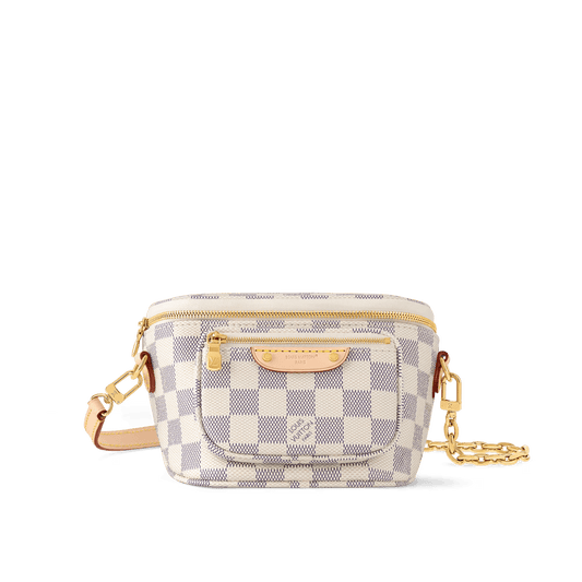 Mini Bumbag Damier Azur Coated Canvas Gold-Toned Hardware