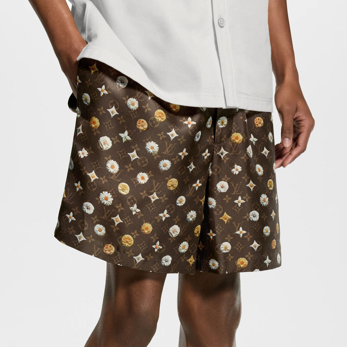 Men's Monogram Printed Silk Shorts