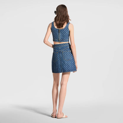 Women's Monogram Denim A-Line Skirt