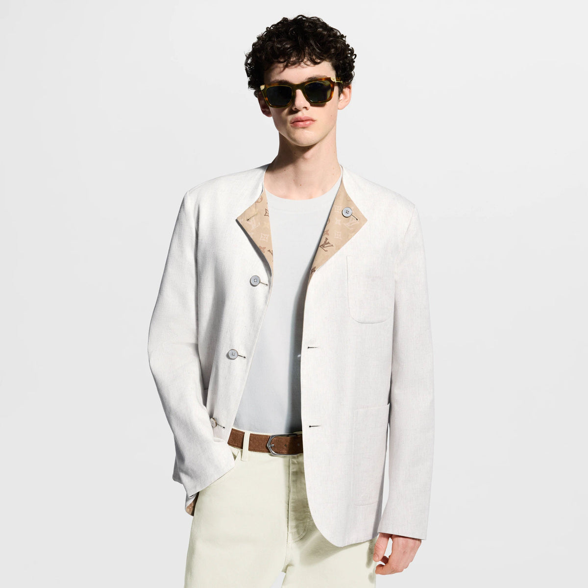 Men's Monogram Reversible Collarless Jacket