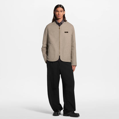 Men's Monogram Double Face Collarless Jacket