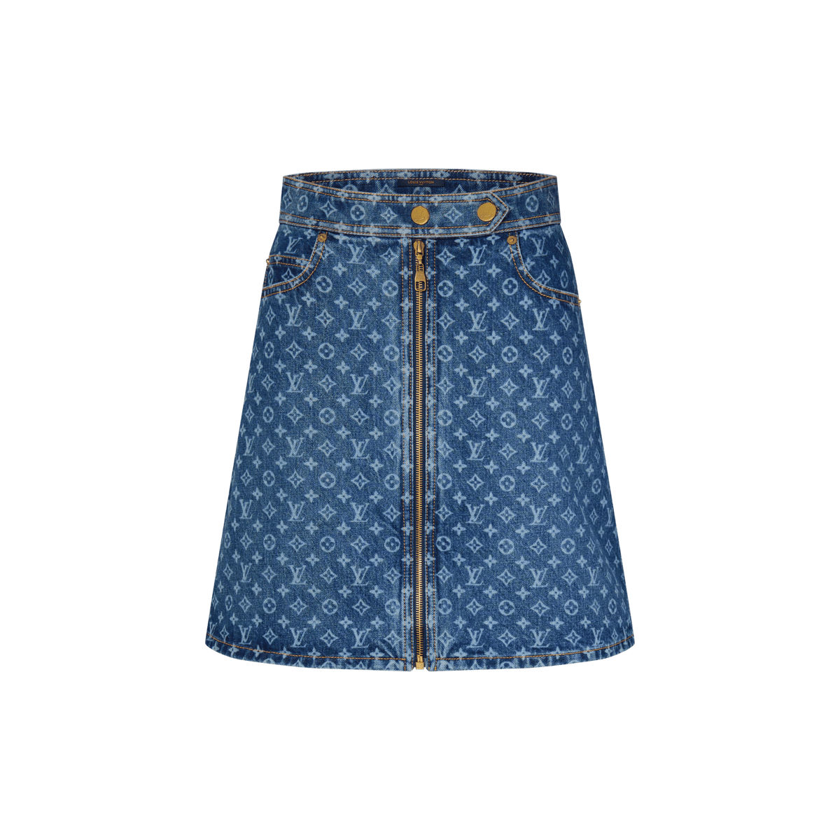 Women's Monogram Denim A-Line Skirt