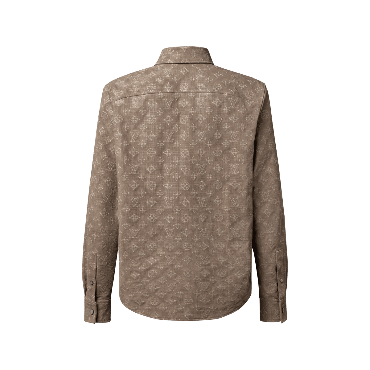 Men's Monogram Embroidered Leather Overshirt