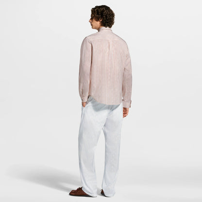Men's Monogram Striped Casual Drawstring Pants