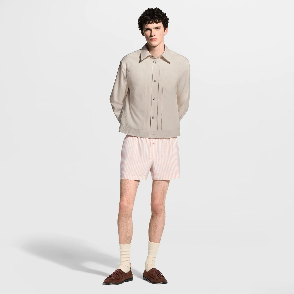 Men's Monogram Striped Silk Boxer Shorts