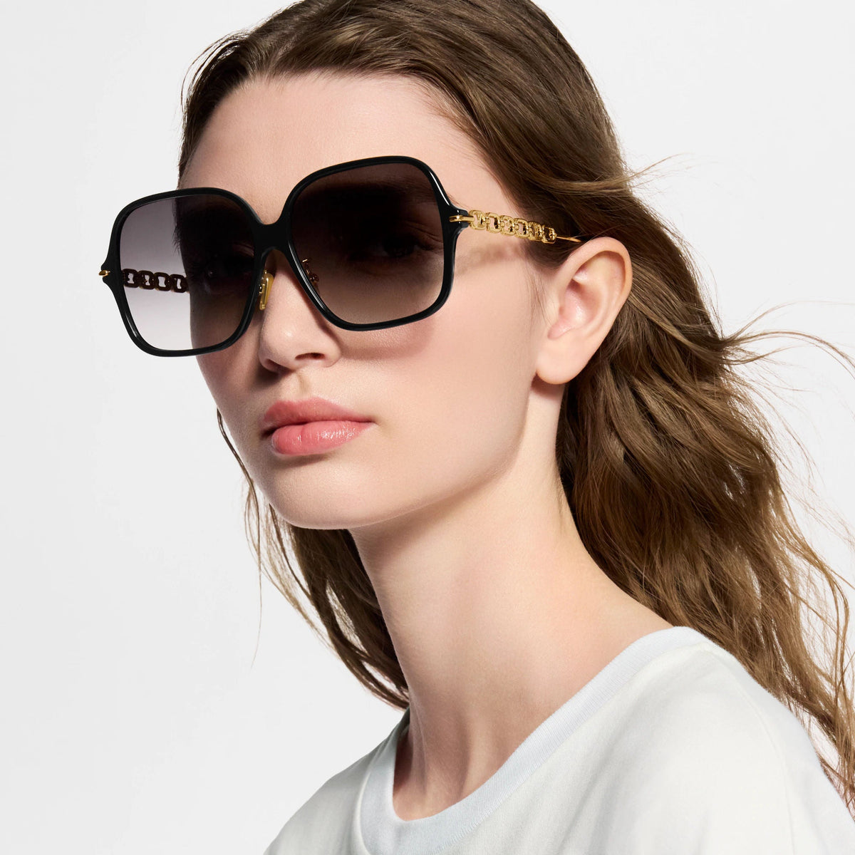 Women's Chain Two Oversize Square Sunglasses