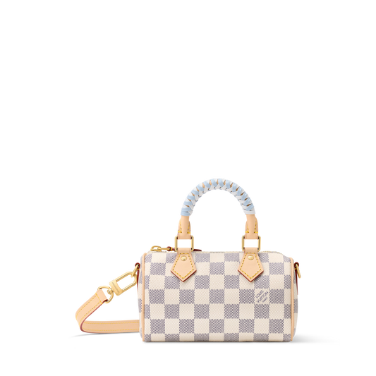 Nano Speedy Damier Azur Coated Canvas Gold-Toned Hardware