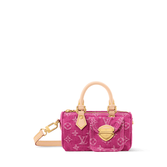 Women's Nano Speedy Monogram Denim Fuchsia Calfskin Nano Bag