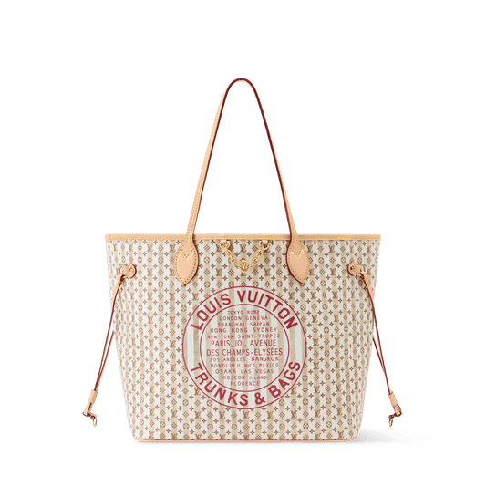 Women's Neverfull MM LV Stamp Nude Rose Monogram Canvas Tote Bag