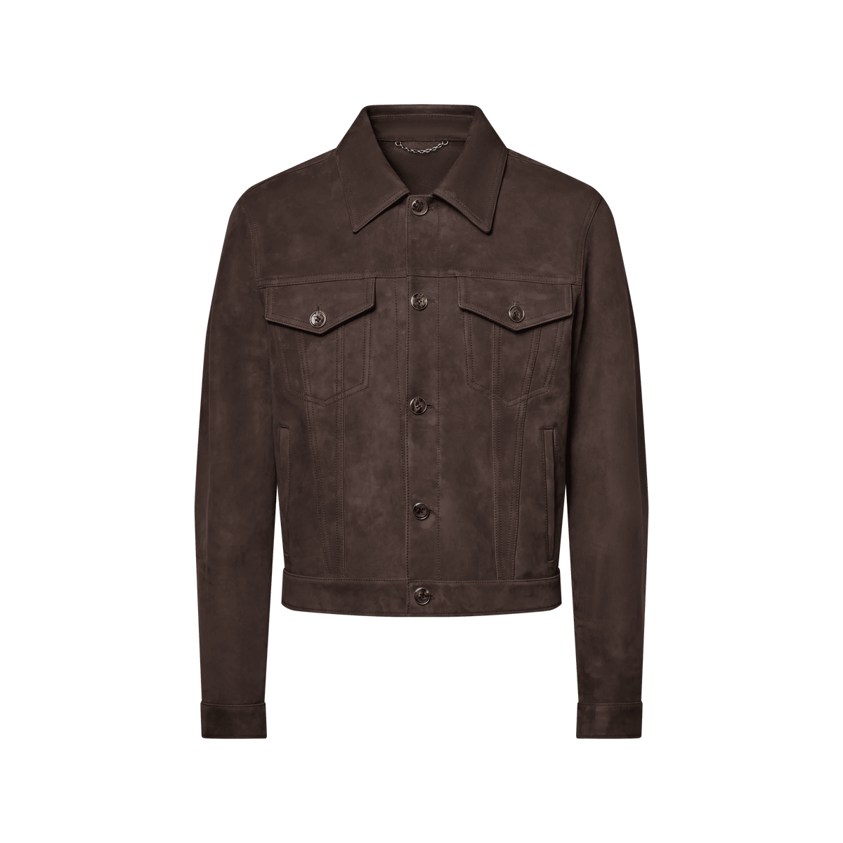 Men's Nubuck Calf Leather Trucker Jacket