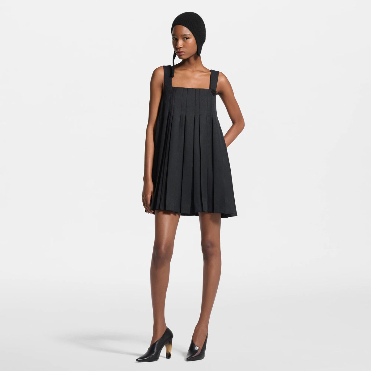 Women's Pleated Square Neck Babydoll Dress