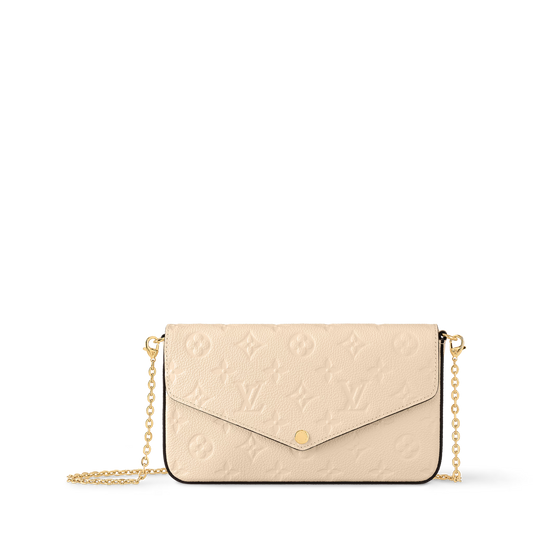 Pochette Félicie Monogram Empreinte Leather Crème Gold-Toned Hardware