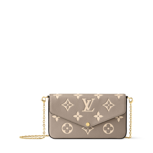 Pochette Félicie Monogram Empreinte Leather Dove/Cream Gold-Toned Hardware