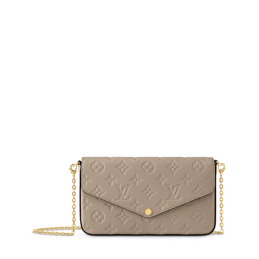 Pochette Félicie Monogram Empreinte Leather Turtledove Gold-Toned Hardware