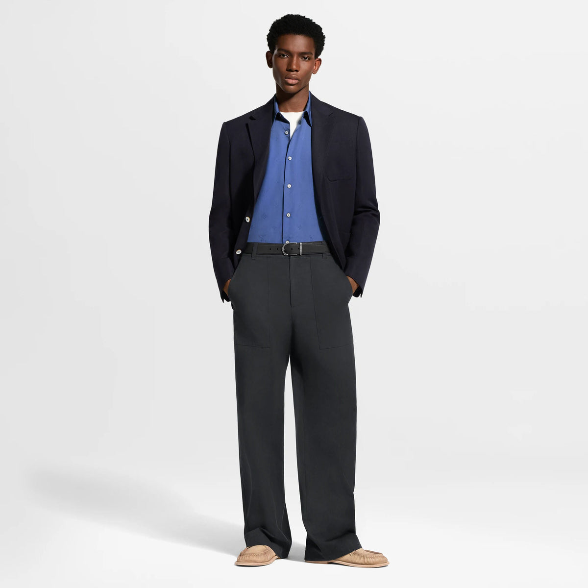 Men's Relaxed Wool-Linen Single-Breasted Jacket