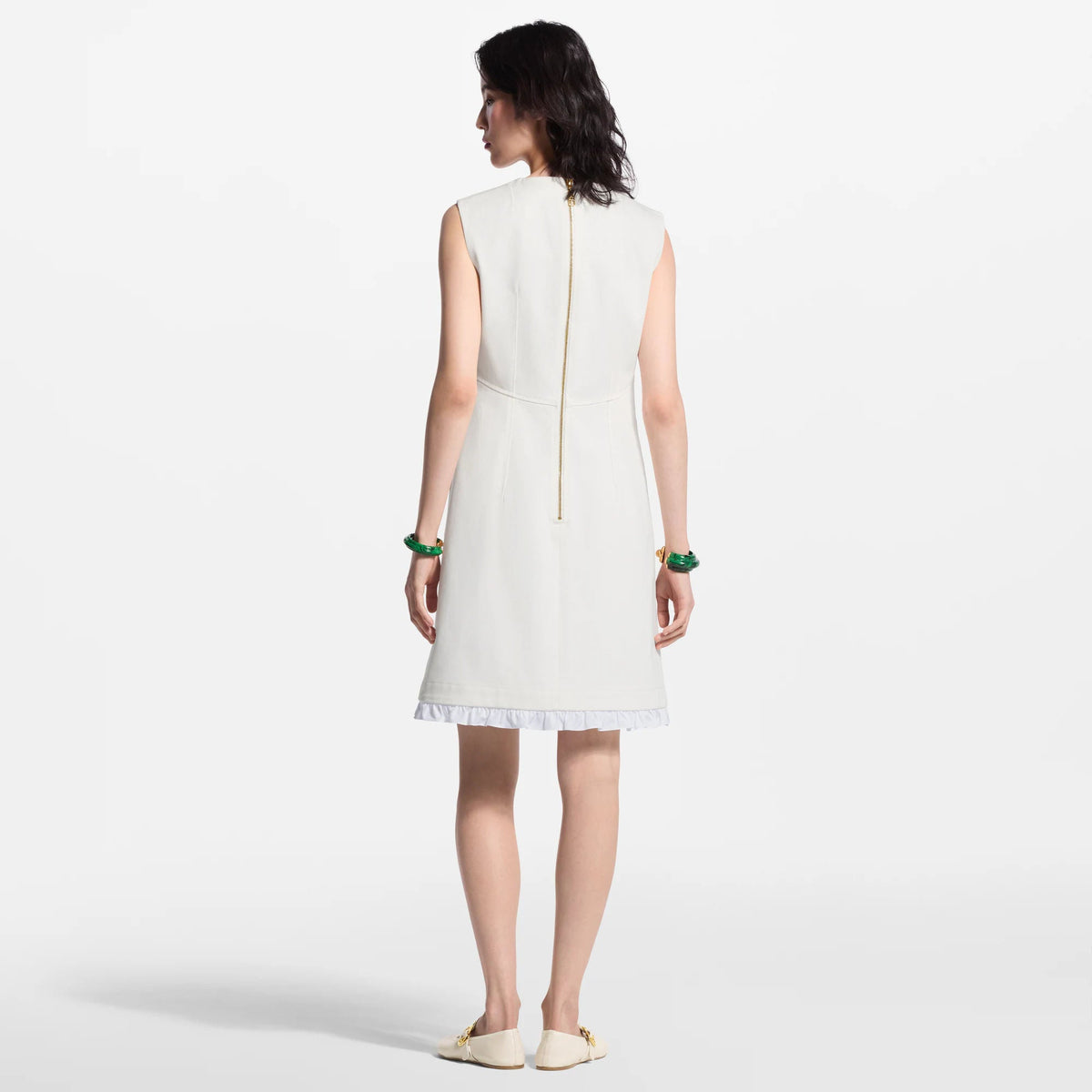 Women's Ruffle Trim Denim Dress