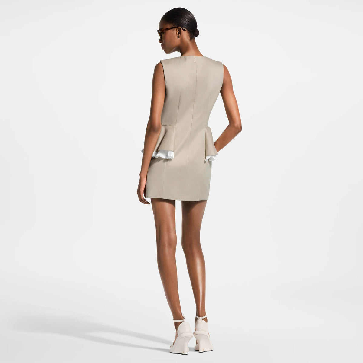 Women's Ruffle Peplum Cotton Gabardine Dress